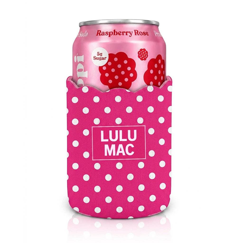 LULU MAC Hot Pink/White Dot Koozie