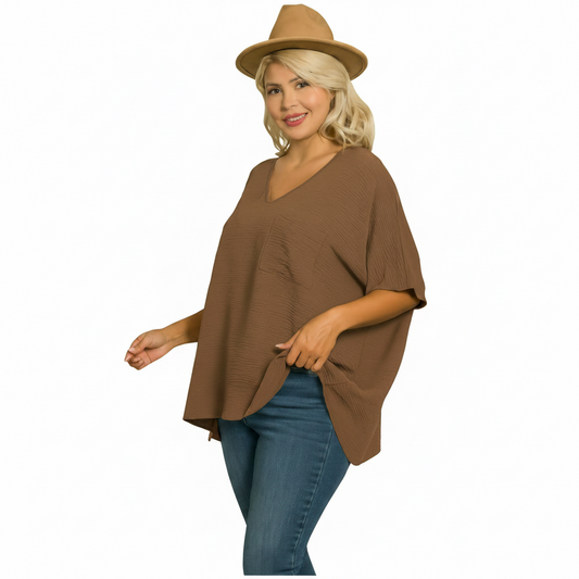 Brown Dolman Top