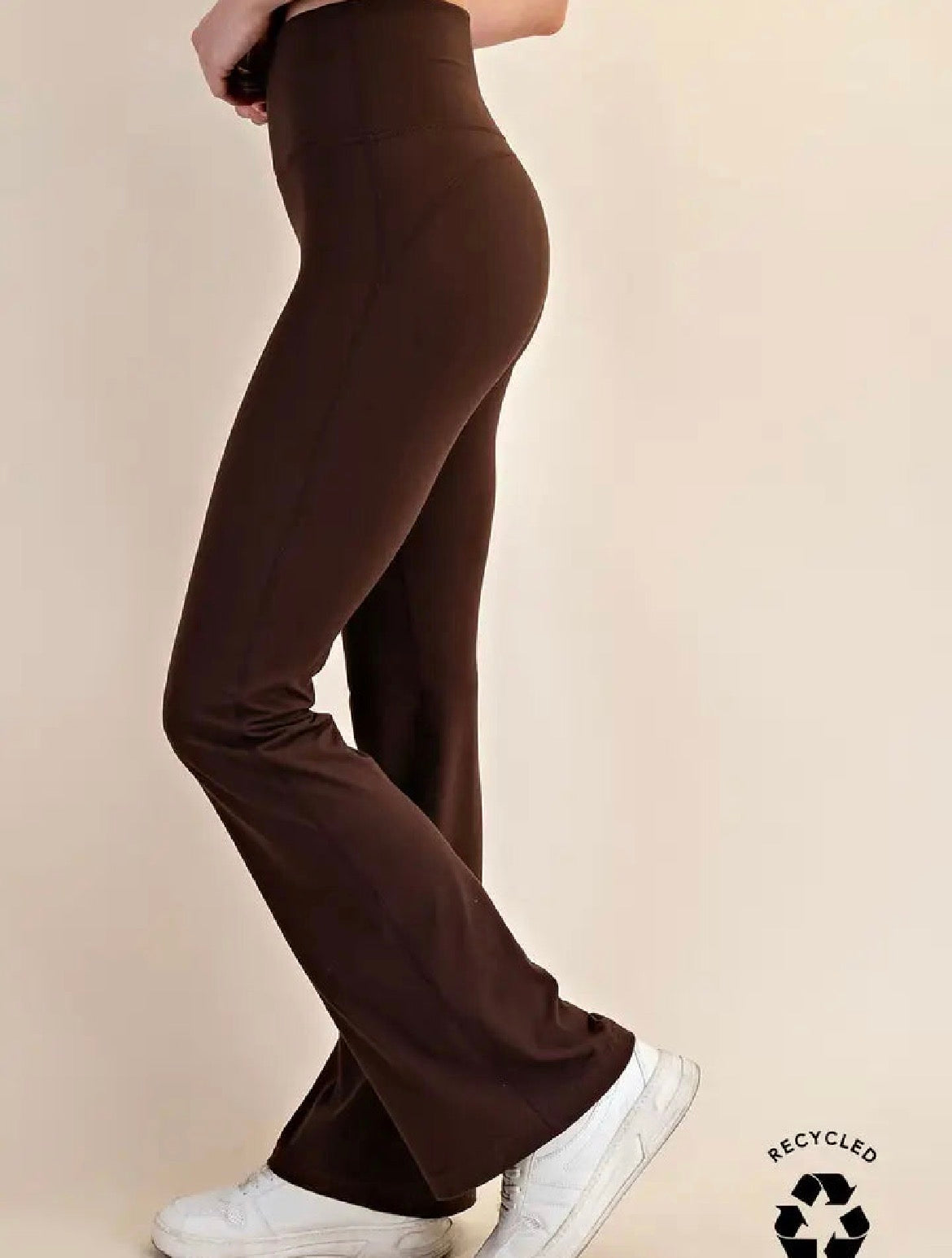 Brown Flare Cross Waistband Leggings Curvy