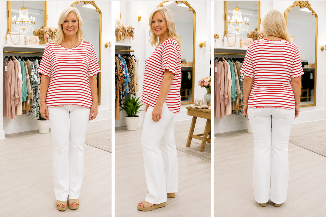 Curvy Red Stripe Shirt