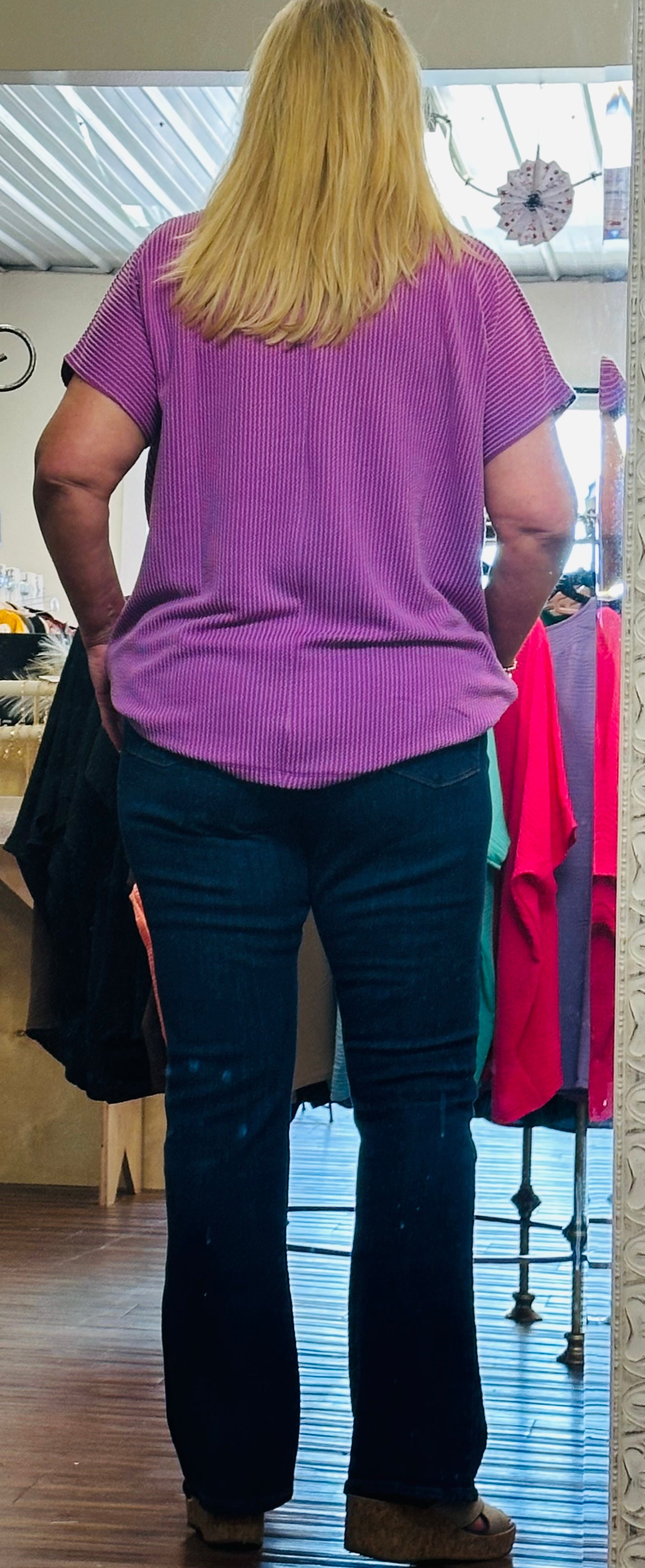 Curvy Plum Ribbed Top