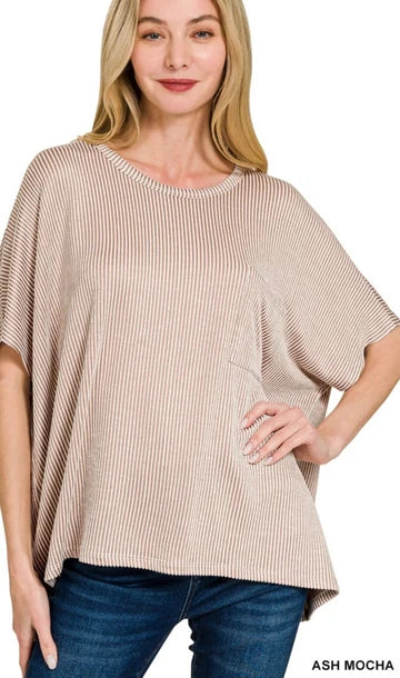 Ash Mocha Ribbed Top