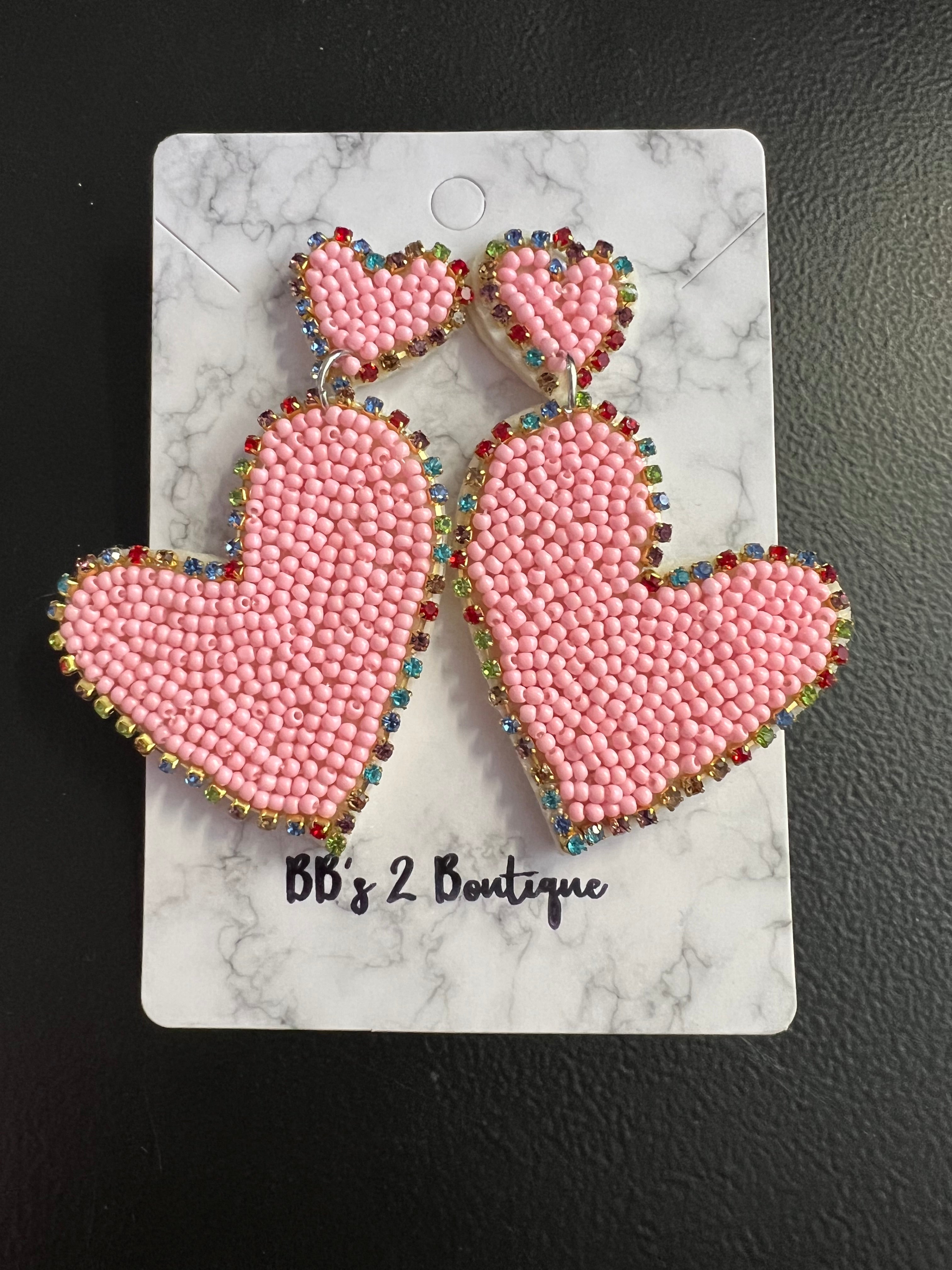 Pink Beaded Earrings