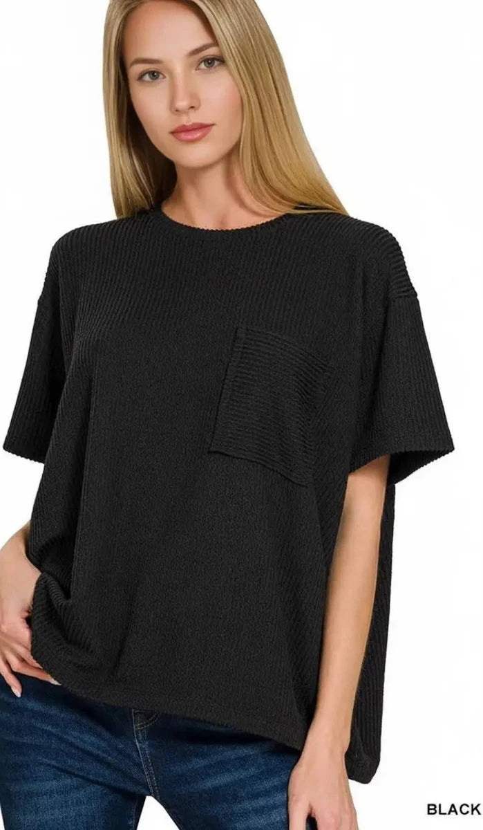 Black Ribbed Top