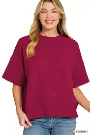 Curvy Cabernet Double Knit Top