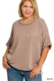 Curvy Mocha Ribbed Top