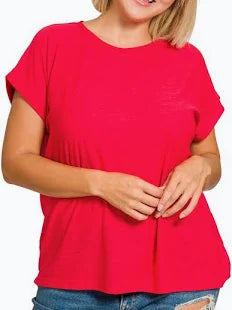 Plus Size Ruby Rolled Sleeve Top