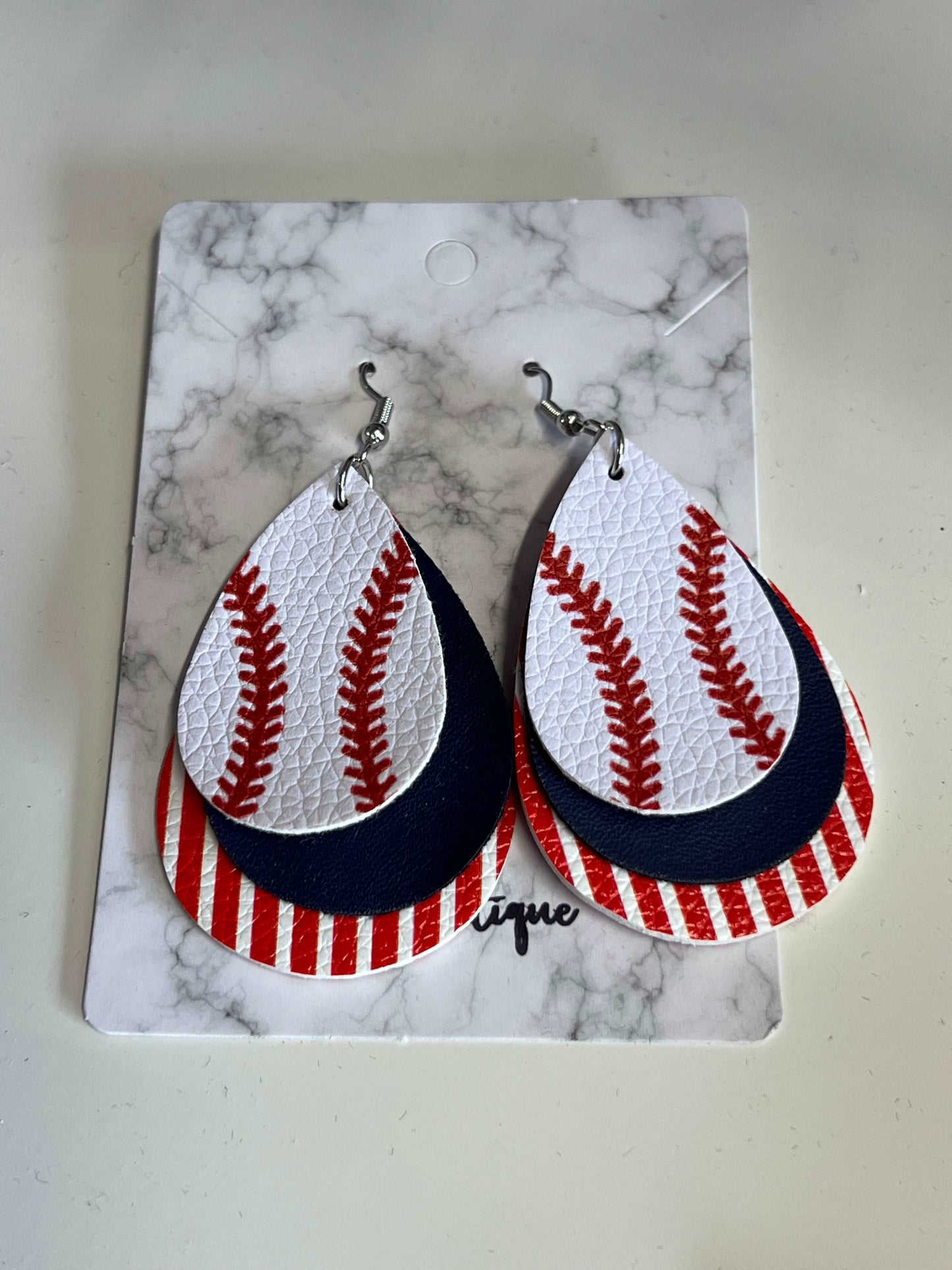 Leather Baseball Earrings