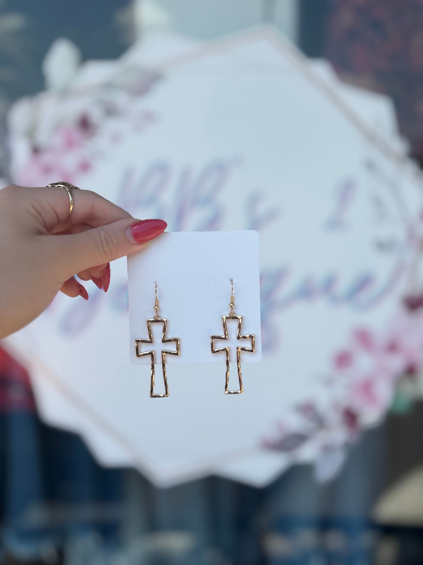 Gold Cross Earring