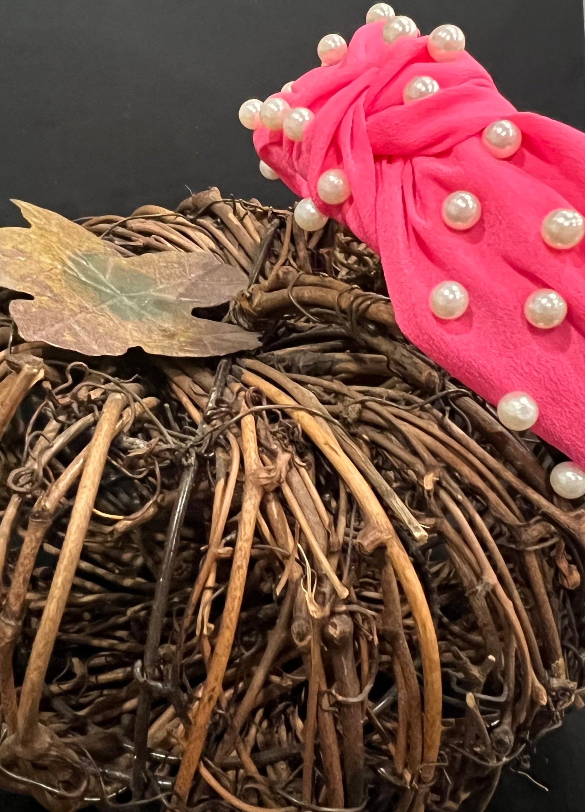 Pink Headband with Pearls