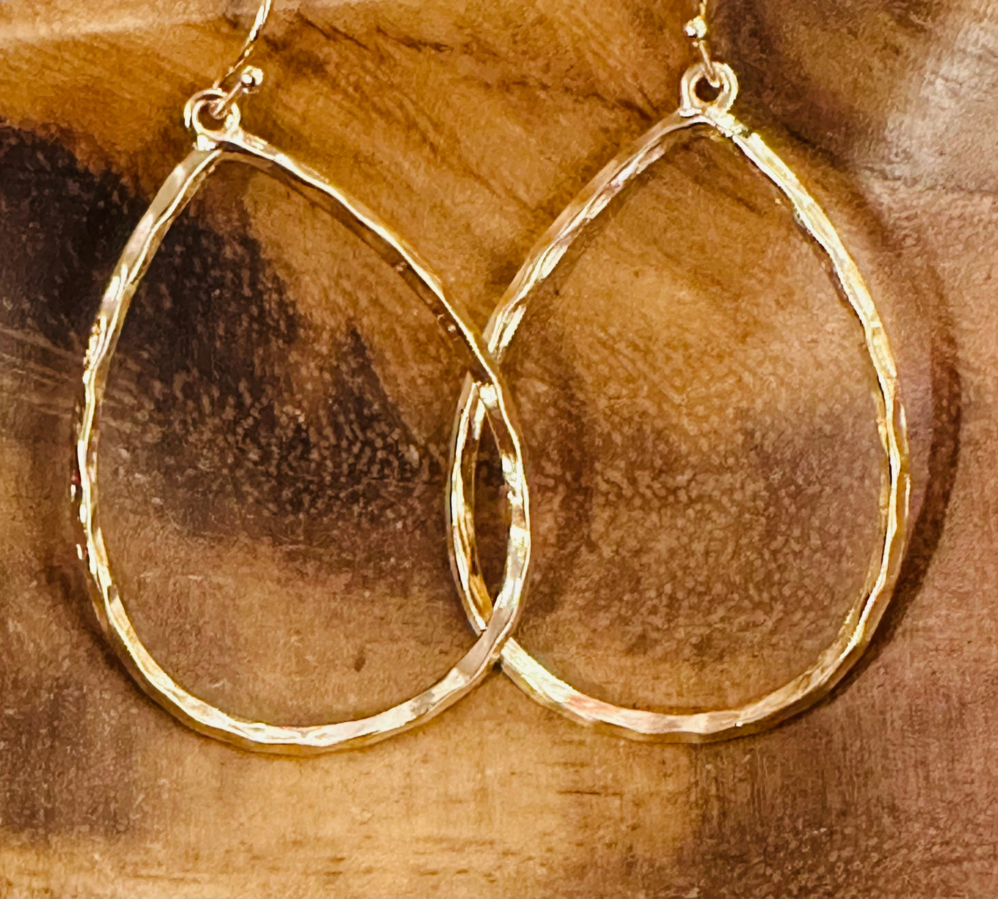Gold Oval Drop Earrings
