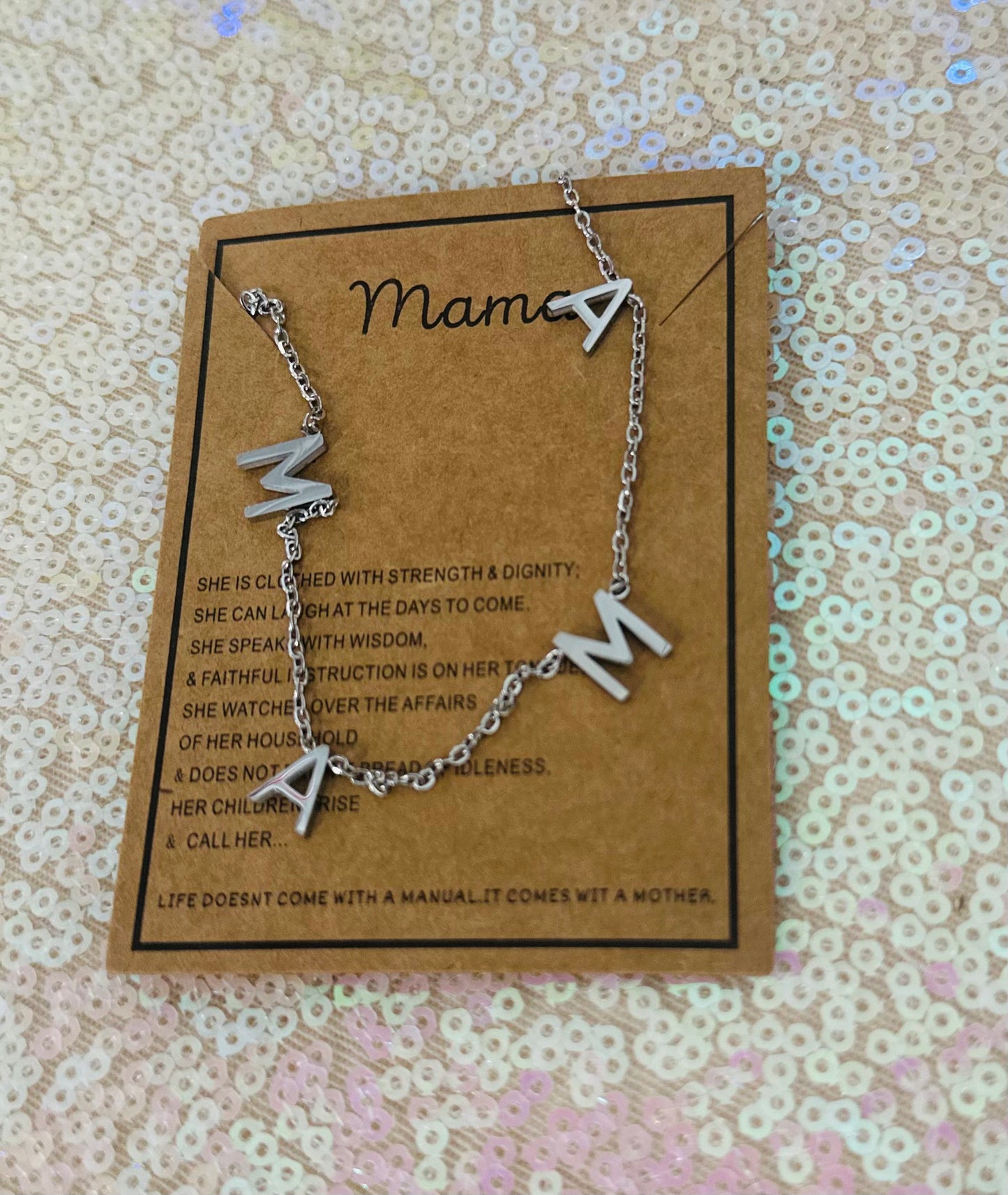 Silver Mama Letter Necklace