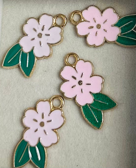 Pink Petal With Leaf Charm
