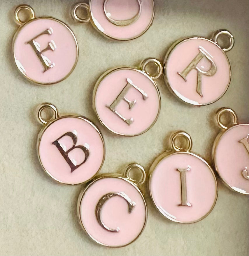 Initial Charm (Round Pink)