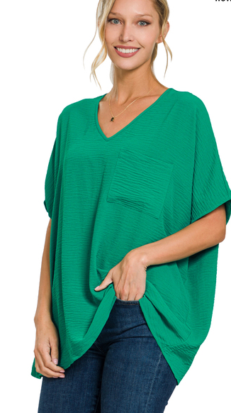 Kelly Green Dolman Sleeve Top