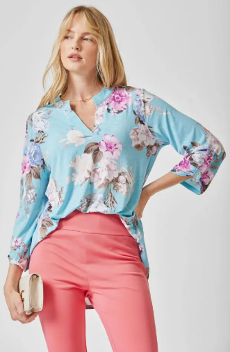 3/4 Sleeve Printed Lizzy Top