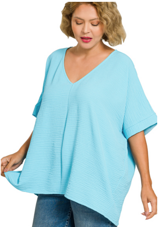 Sky Blue Zenana Dolman Curvy Top