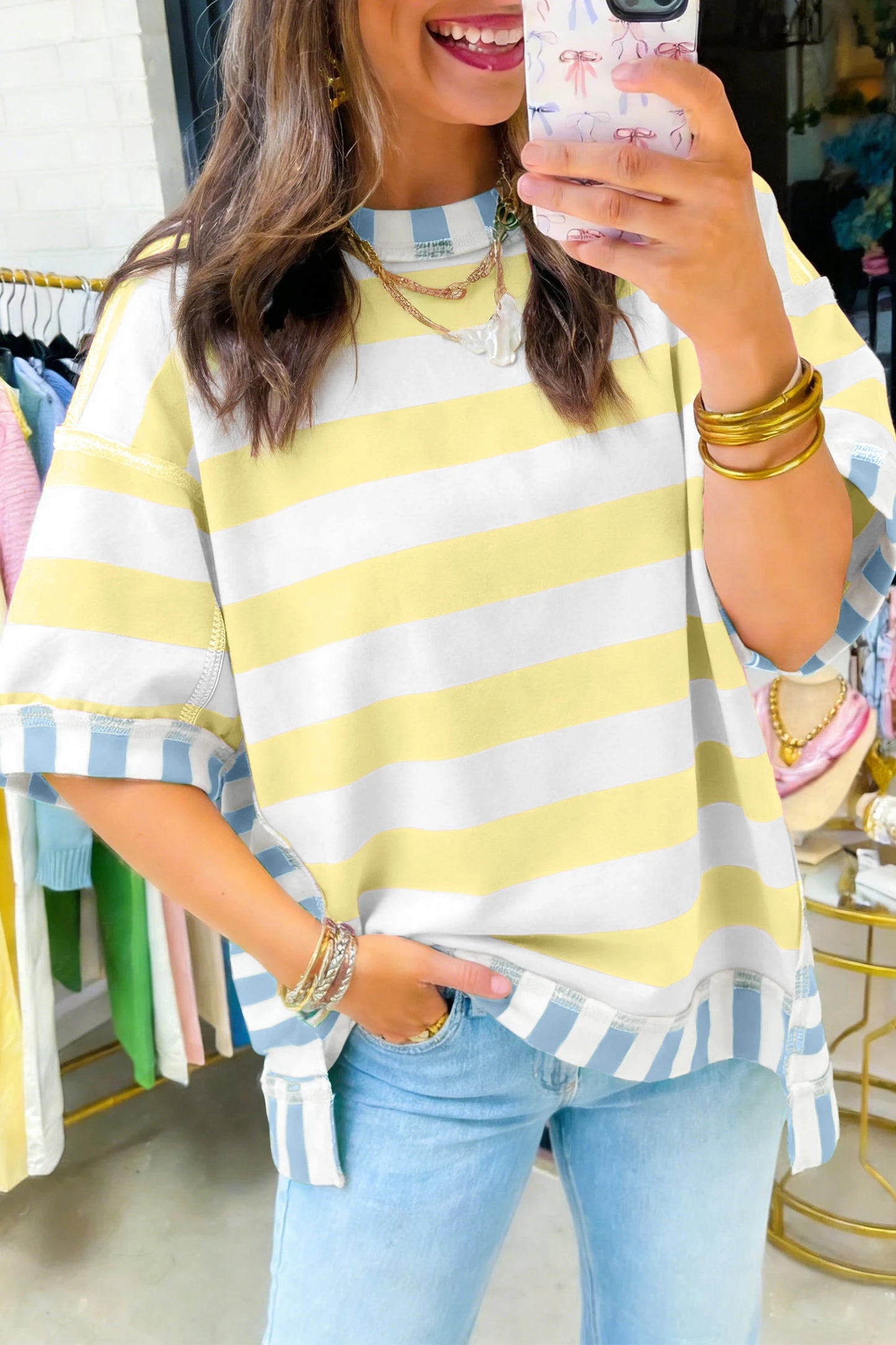 Yellow & Blue Stripe Top