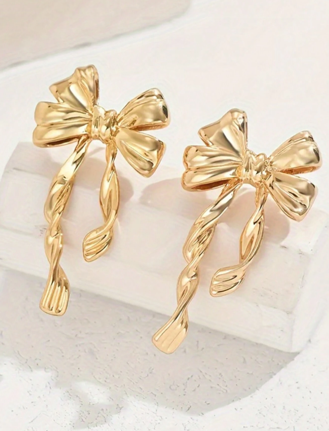 Gold Bow Earrings