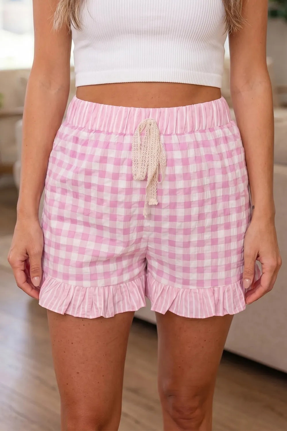 Pink Gingham Shorts