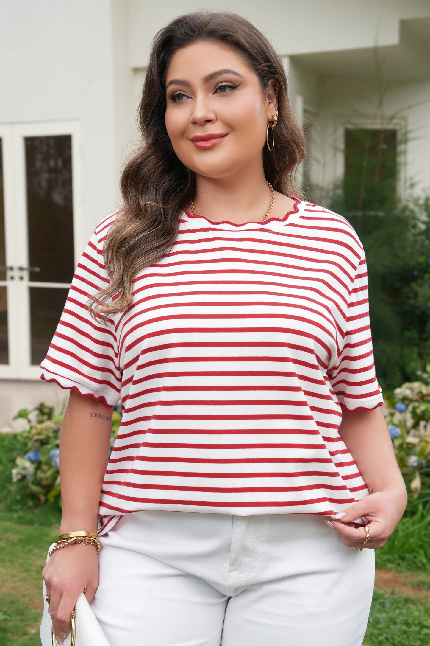 Curvy Red Stripe Shirt