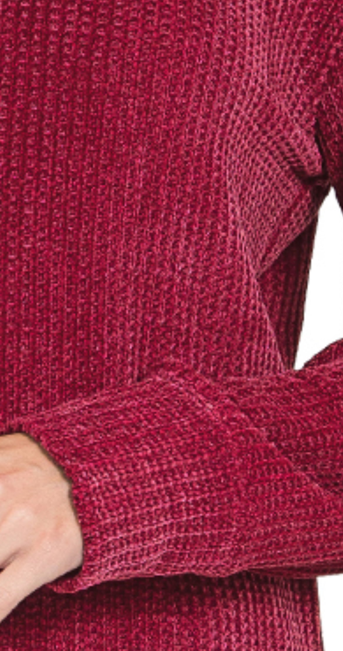 Curvy Chenille Waffle Round Neck Sweater