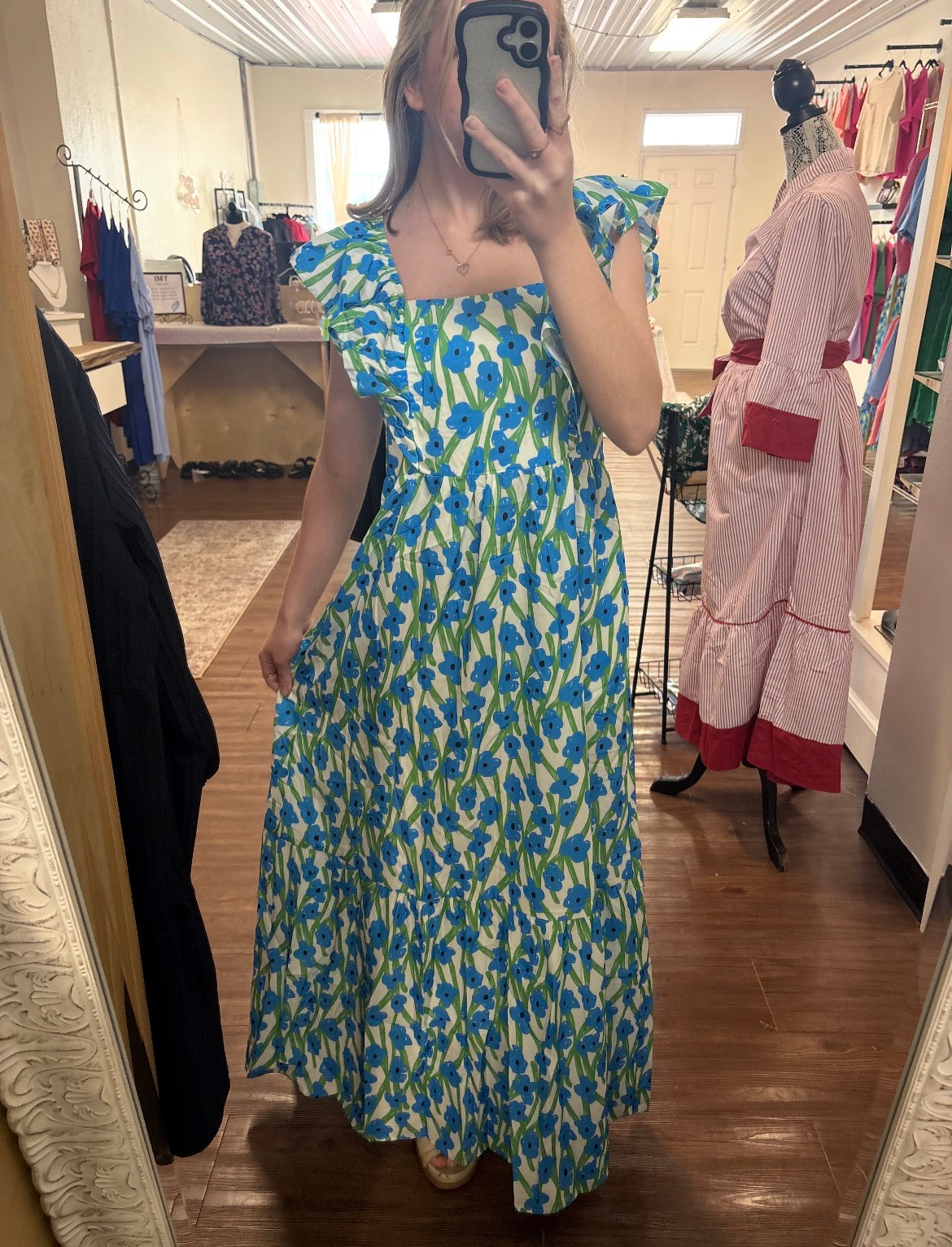 Coastal Bloom Ruffle Strap Maxi