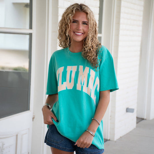 LULU MAC Adult Green Tee with STRIPES