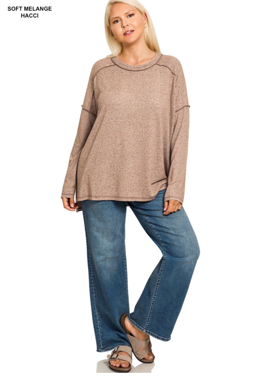 Curvy Cozy Mélange Exposed Seam