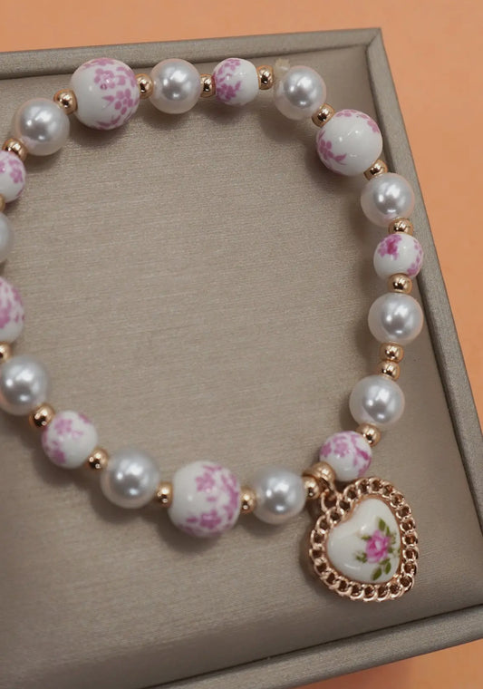 Beaded Bracelet with Floral Accent