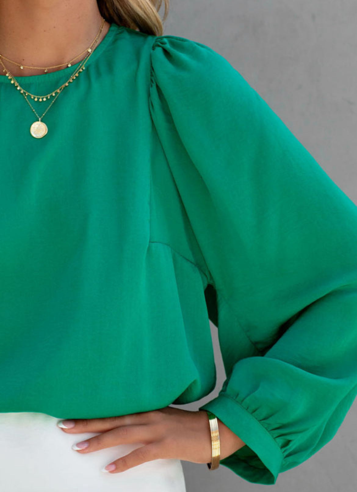 Green Satin Blouse