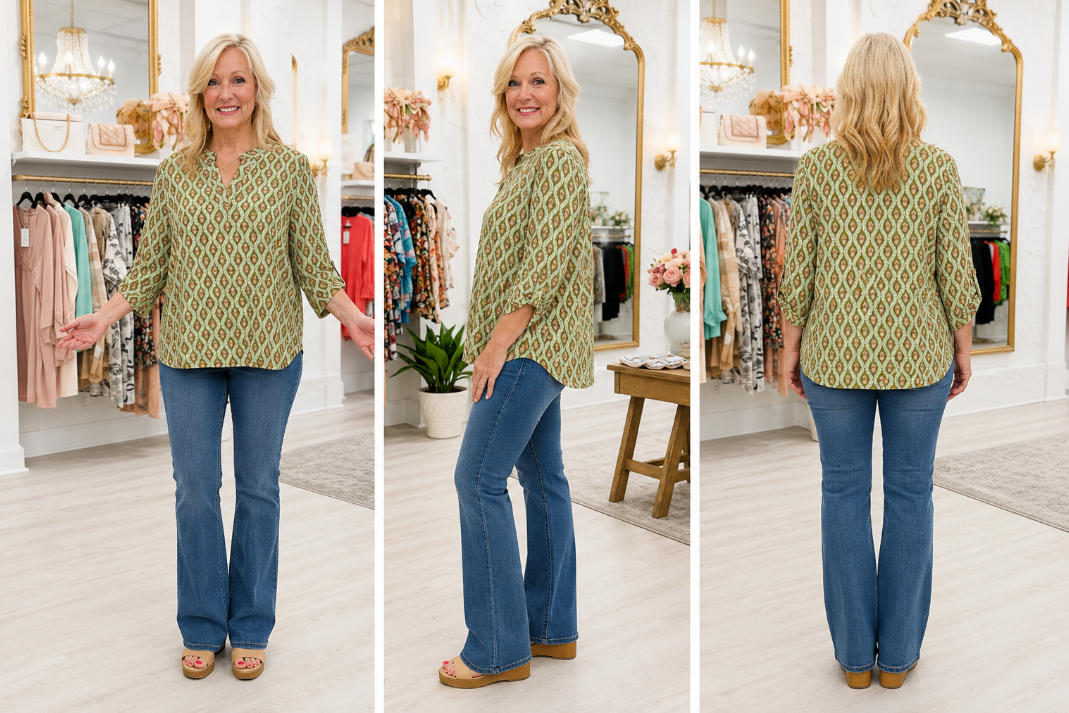 Olive Lizzy 3/4 length sleeve - CURVY