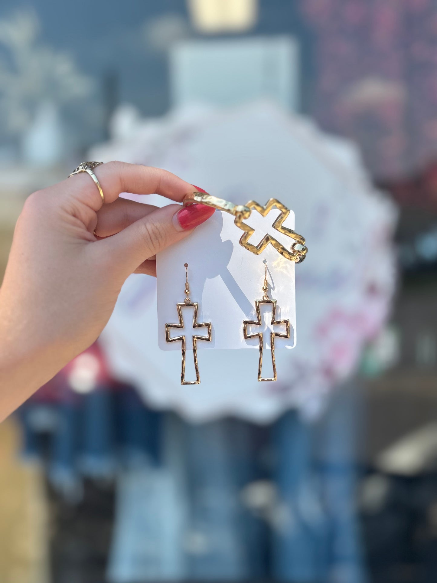 Gold Cross Earring