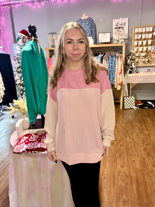 Pink Color Block Top