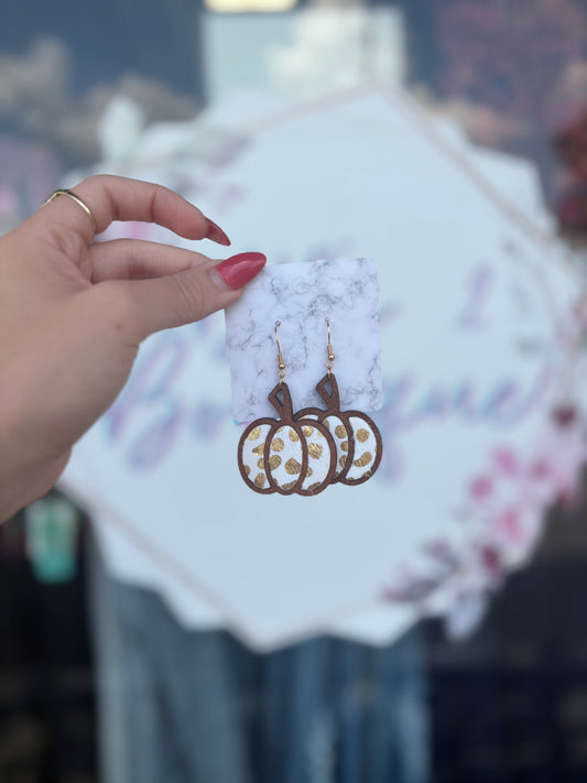 Wooden Pumpkin Earrings