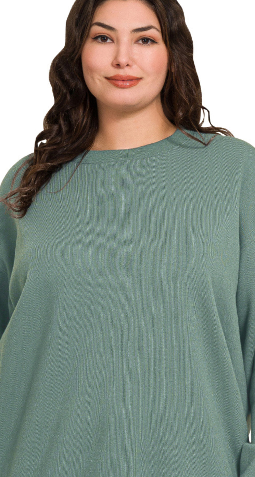 Curvy fleece crewneck pullover sweatshirts