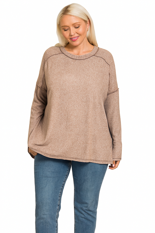 Curvy Cozy Mélange Exposed Seam