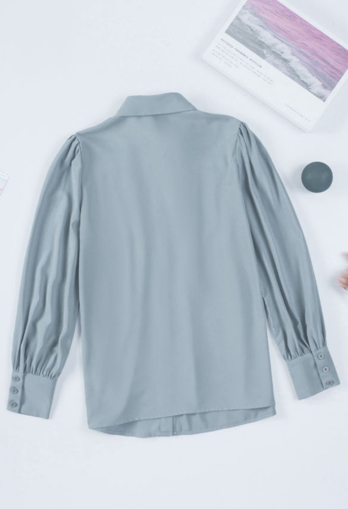 Blue Button up Elegant Blouse
