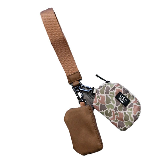 LULU MAC Camo/Brown Double Pouch Wristlet