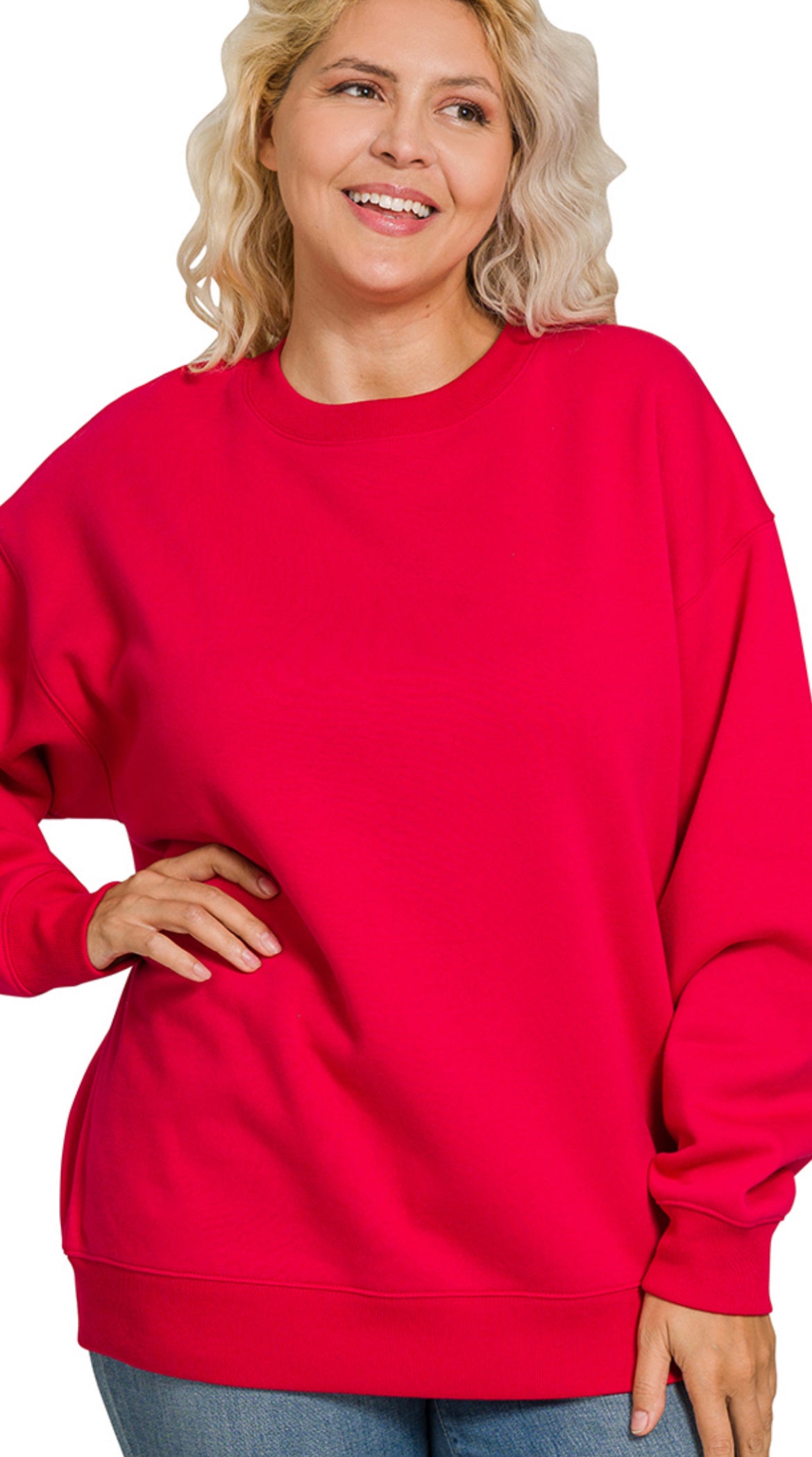 Curvy fleece crewneck pullover sweatshirts