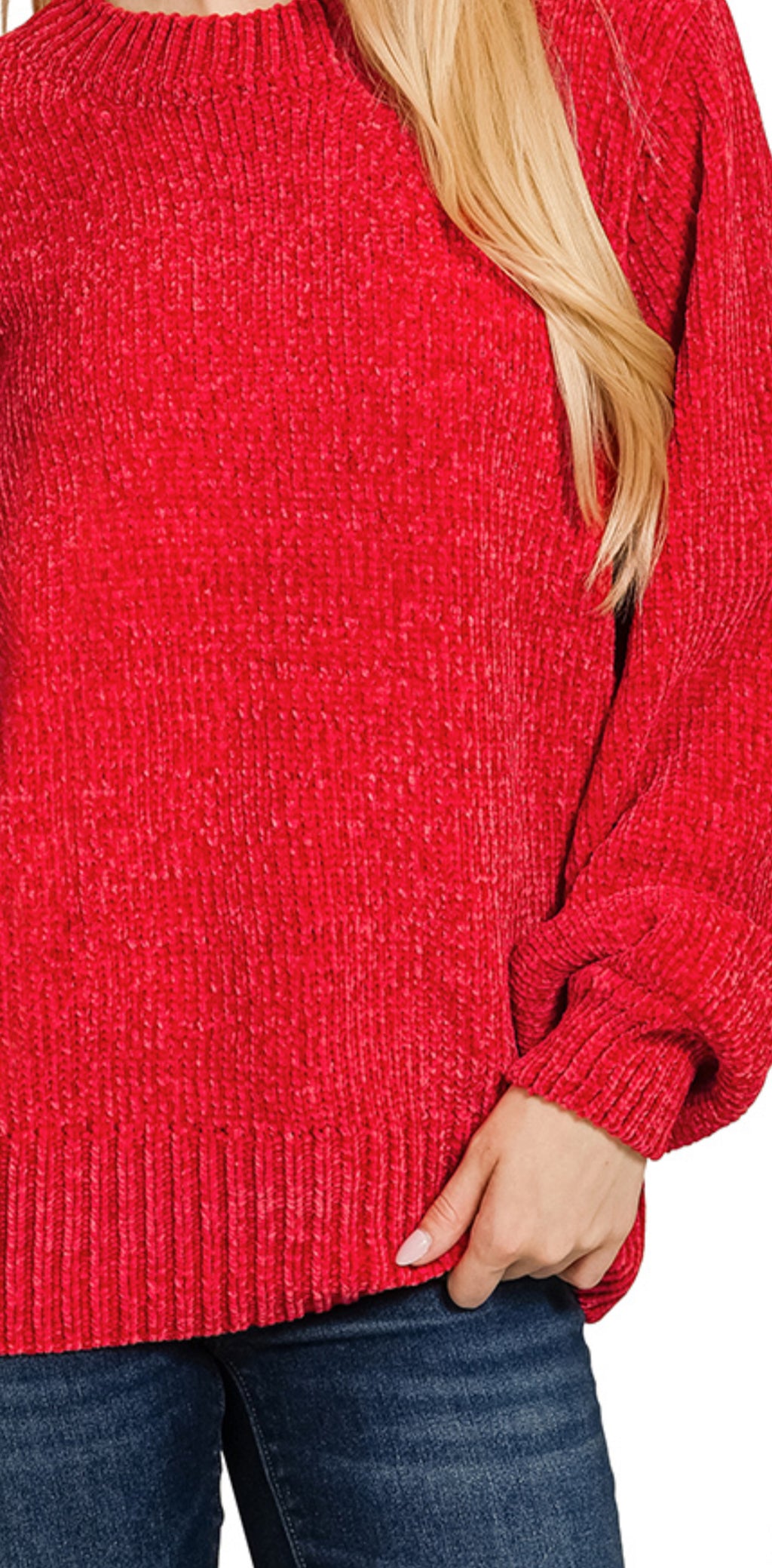 Round Neck Chenille Sweater