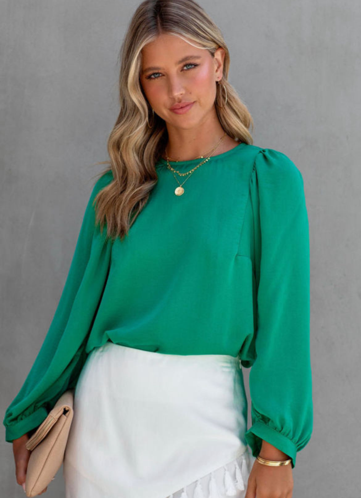 Green Satin Blouse