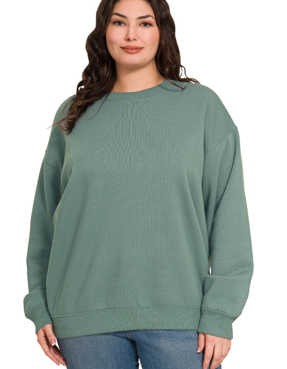 Curvy fleece crewneck pullover sweatshirts