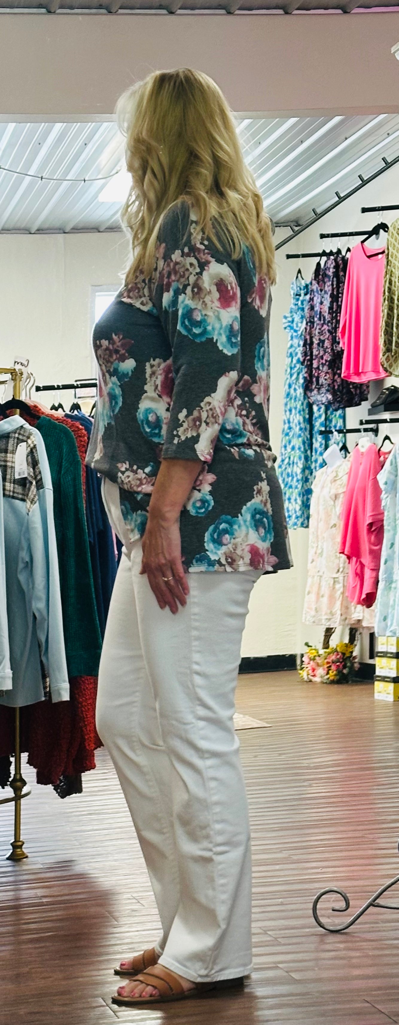 Charcoal Floral Tunic