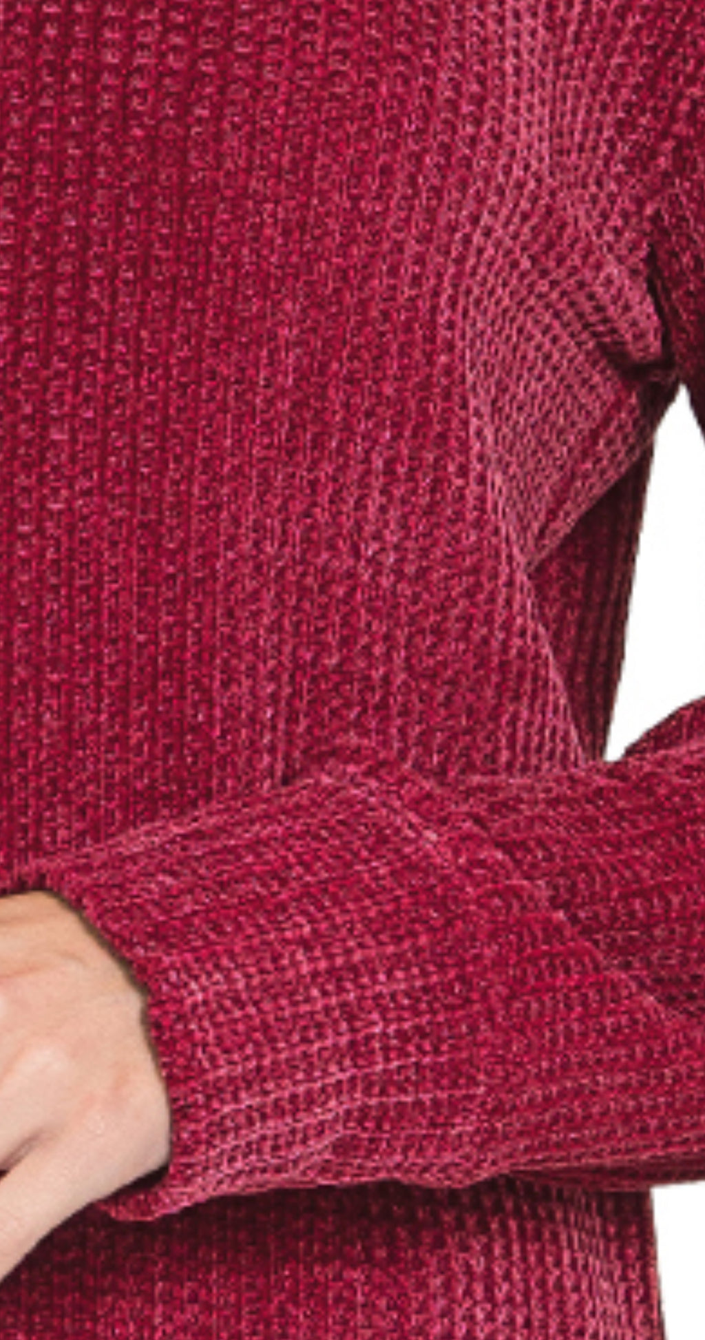 CHENILLE WAFFLE ROUND NECK SWEATER