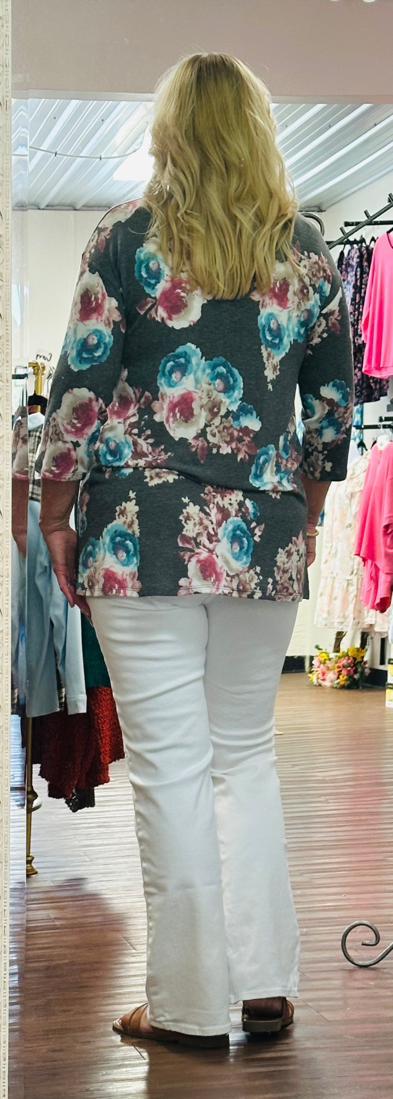 Charcoal Floral Tunic