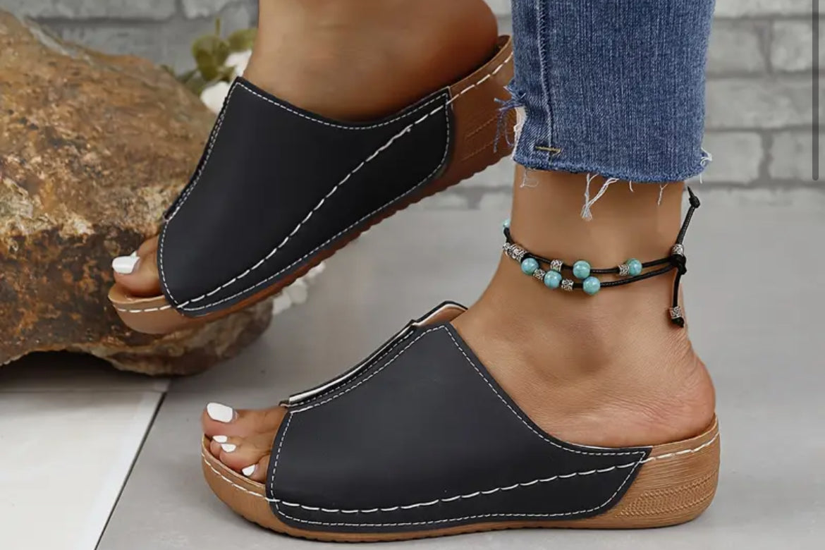 Black Wedge Soft Sole Shoes