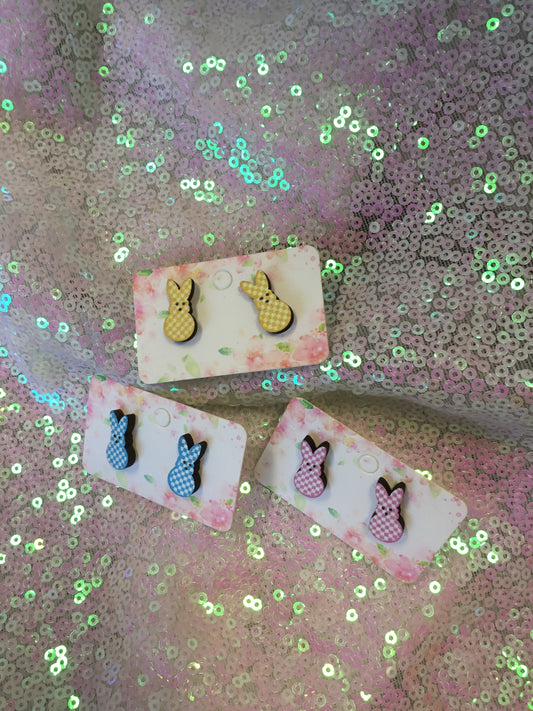 Gingham Rabbit Earrings