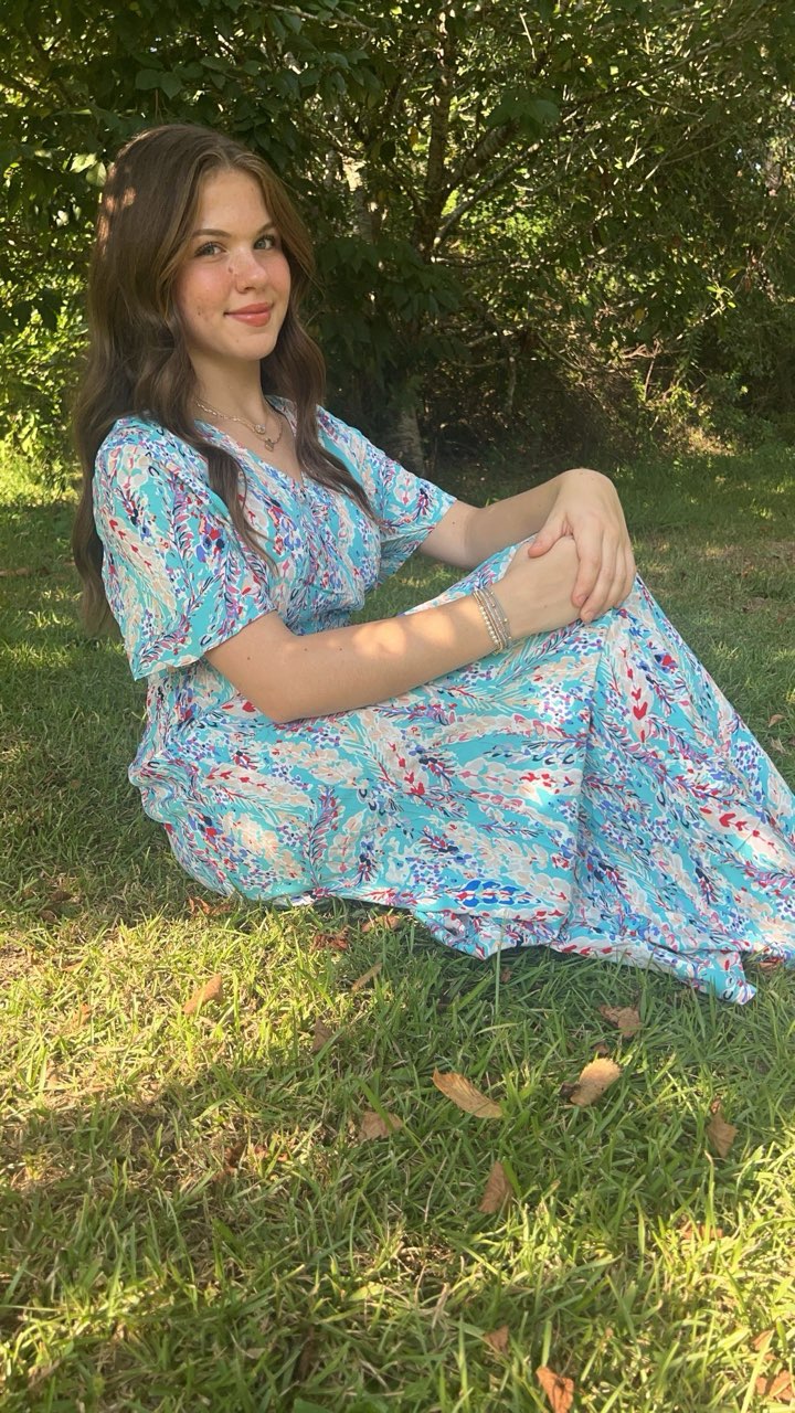 Maxi Dress VNeck Teal Spring Floral