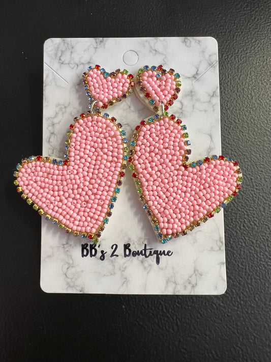 Pink Beaded Earrings